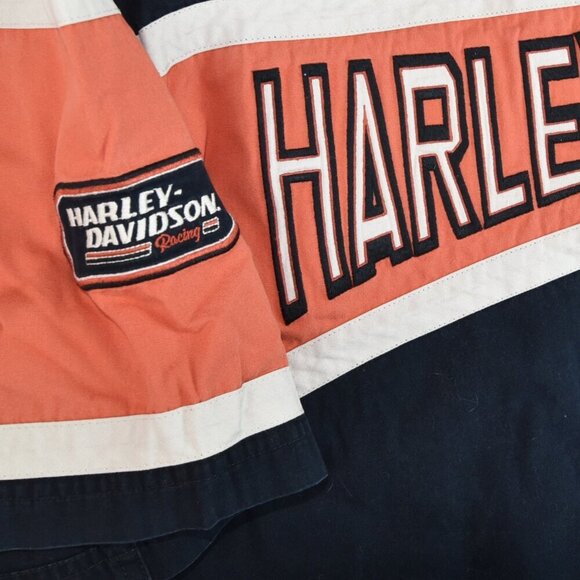 Harley Davidson Racing Shirt Short Sleeve Embroidered XL Cotton Twill - Picture 7 of 7